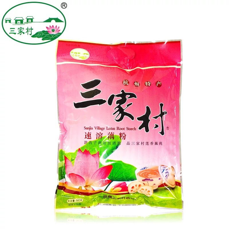 杭州产三家村藕粉羹营养桂花莲子真西湖藕粉早餐小袋装400g|undefined