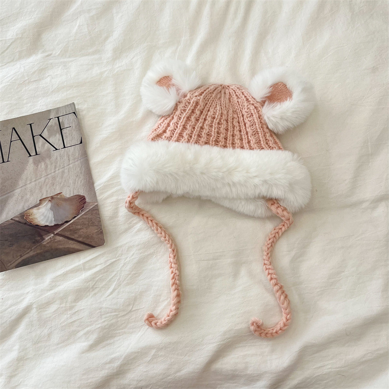 Unisex Children's hats Winter boys and girls ins plus cashmere knitted plush Lei Feng hat ear protection hat_voghion.com