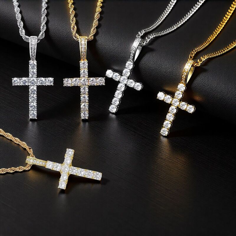 European and American Hip Hop Retro Large Cross Necklace Men's Pendant Cross-Border Jewelry Zircon Personalized Pendant Wholesale European and American Hip Hop Retro Large Cross Necklace Men's Pendant Cross-Border Jewelry Zircon Personalized Pendant Wholesale