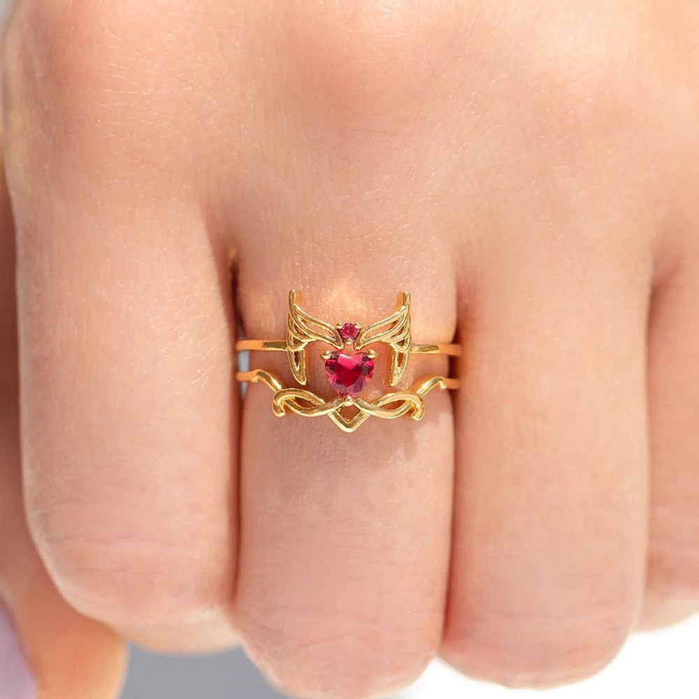 Open Rings Classification Copper Inlay Heart Shape Butterfly Zircon Open Rings