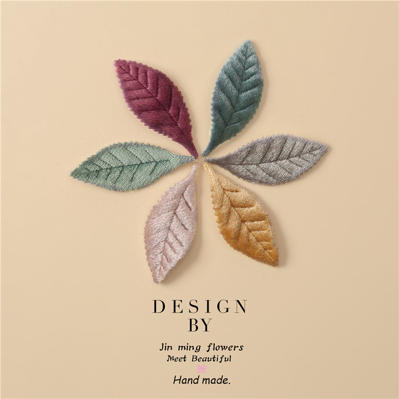 Long tree leaf diy accessories fabric handmade flower accessories semi finished garment accessories wholesale flannel large leaves