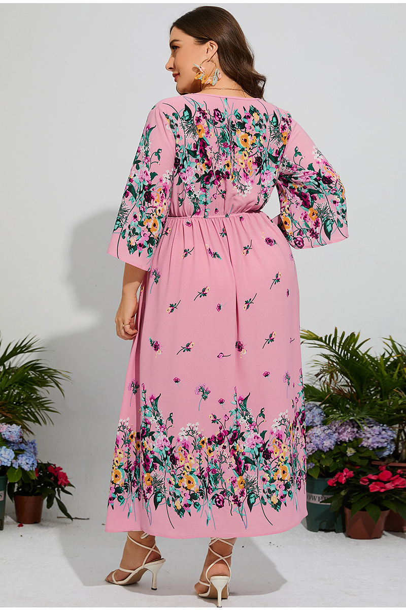 Pencil Skirt Commute V Neck Printing Half Sleeve Ditsy Floral Maxi Long Dress Daily display picture 2