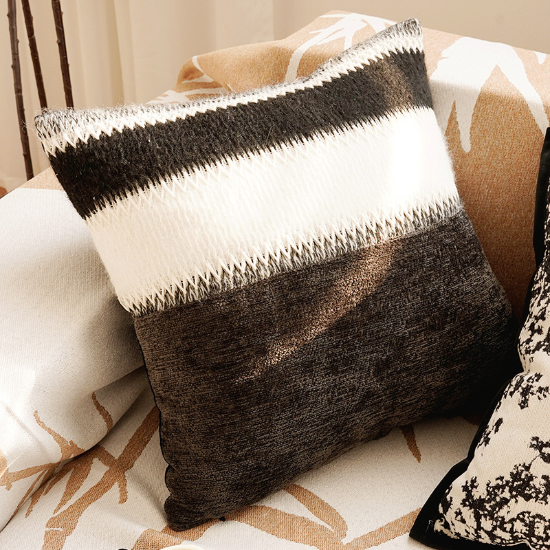 ins nórdico francés lujo negro y blanco retro almohada sofá sala de estar superior almohada cojín cabezal de cama respaldo