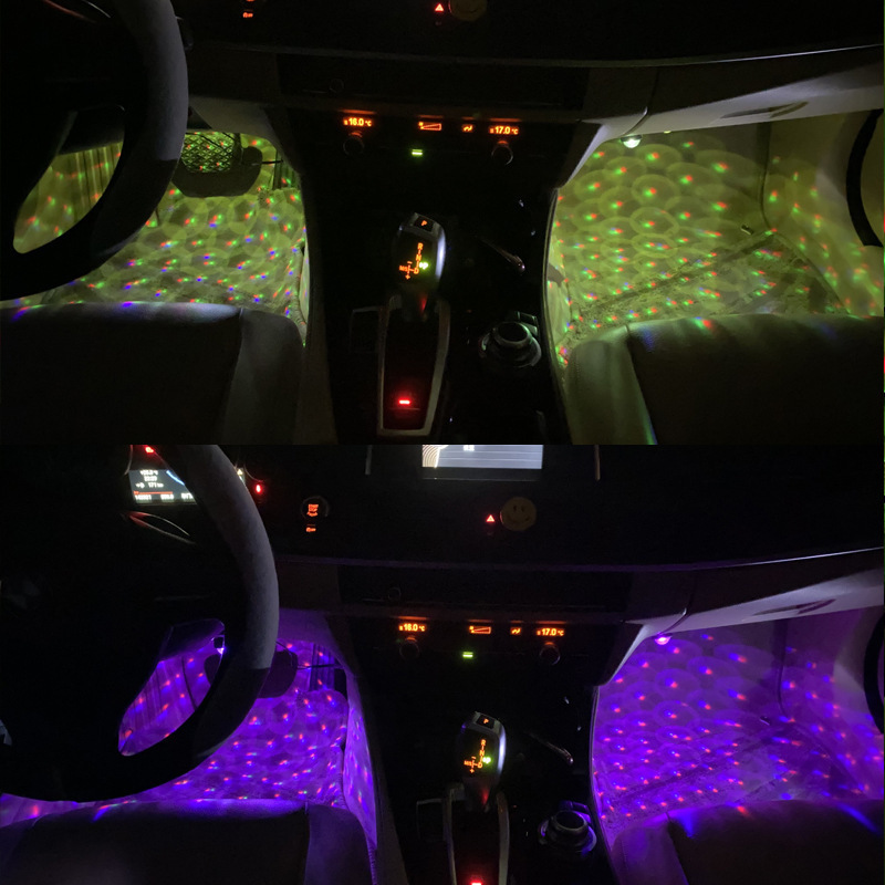 Lámpara de atmósfera interior LED de la estrella de la tierra del automóvil USB mágica lámpara de bola controlada por voz lámpara interior flash