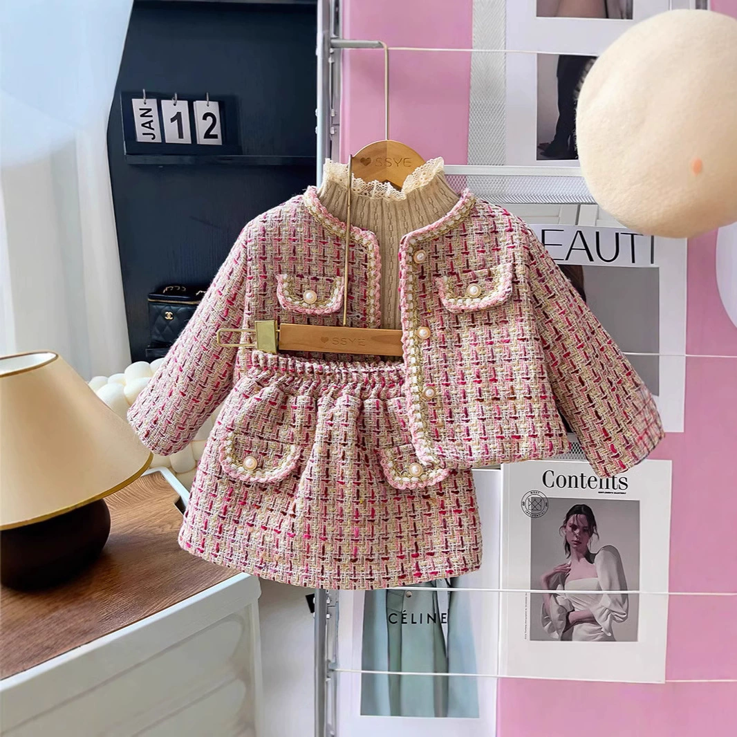 Комплект, детская стёганая пуховая куртка для подростков, в стиле Chanel