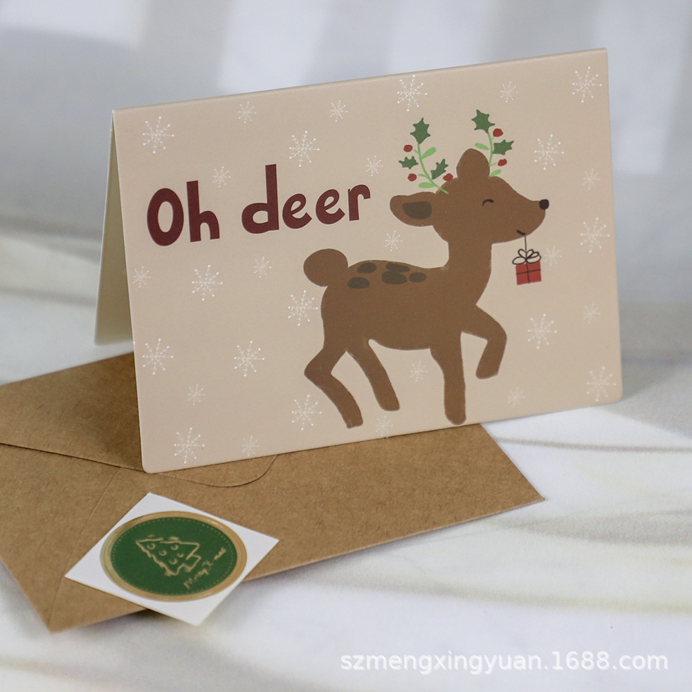 Tarjetas de Navidad escritas a mano Tarjetas de felicitación con sobres Regalos creativos Tarjetas de negocios de dibujos animados retro