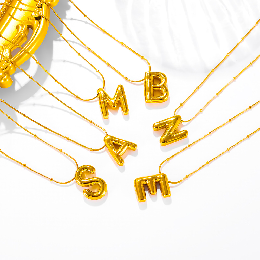 Acier Au Titane Plaqué Or 18K De Base Style Simple Style Classique Placage Lettre Pendentif display picture 1