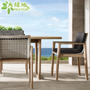 Outdoor Table and Chair Villa Courtyard Solid Wood Outdoor Designer Terrace Old Teak Table and Chair Garden Furniture