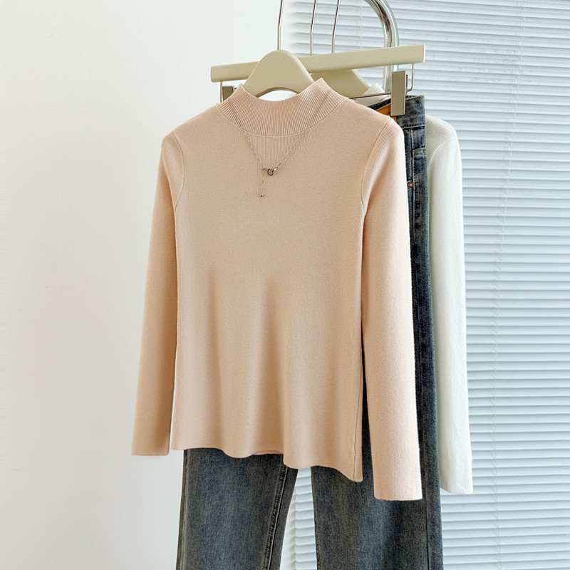 商品详情图_实拍原版半高领打底衫秋冬新款羊毛针织衫女百搭洋气