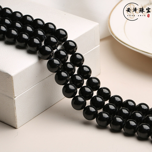 Anze Jewelry Baijia Xing Beads Natural Black Agate Loose Beads Semi-finished Chain DIY Jewelry Accessories Wholesale