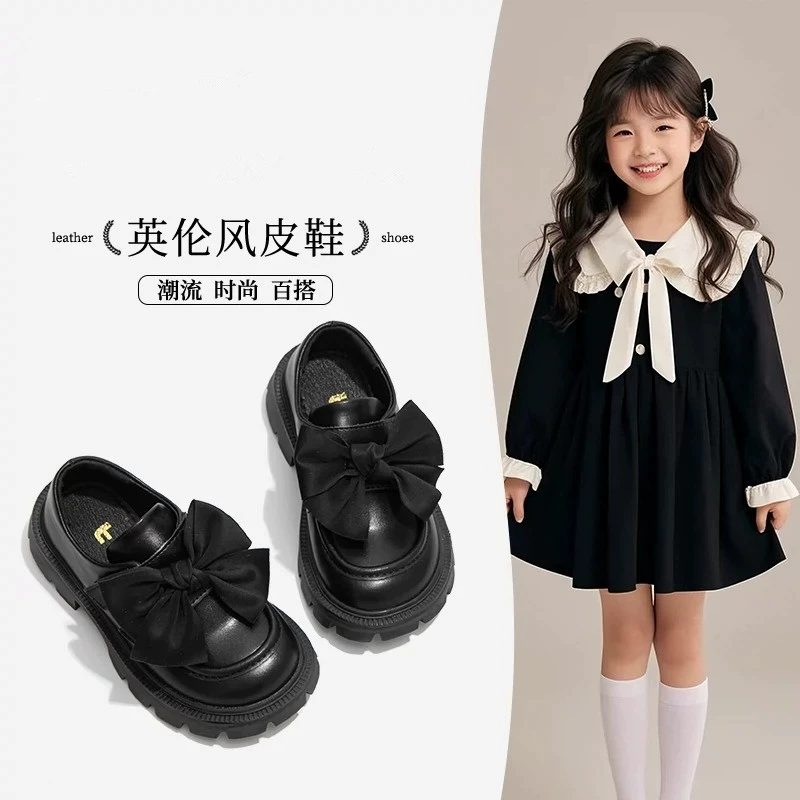 Маленькие кожаные туфли для девочек принцессы Весна и Осень 2025 Новая мода для девочек