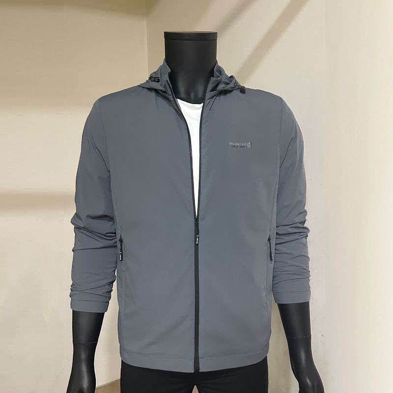 Spring and Summer Men's Jacket Sun Protection Thin Coat Detachable Hat Nylon Elastic Middle-Aged Ice Silk Outdoor Fishing Leisure