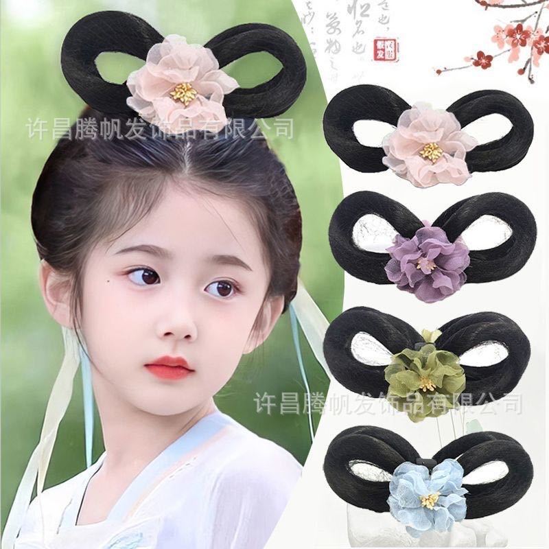 Children's Hanfu Wig Hair Bun Integrated Claw Clip Bun Ancient Style Updo Ming Dynasty Hair Bun Daily Bun