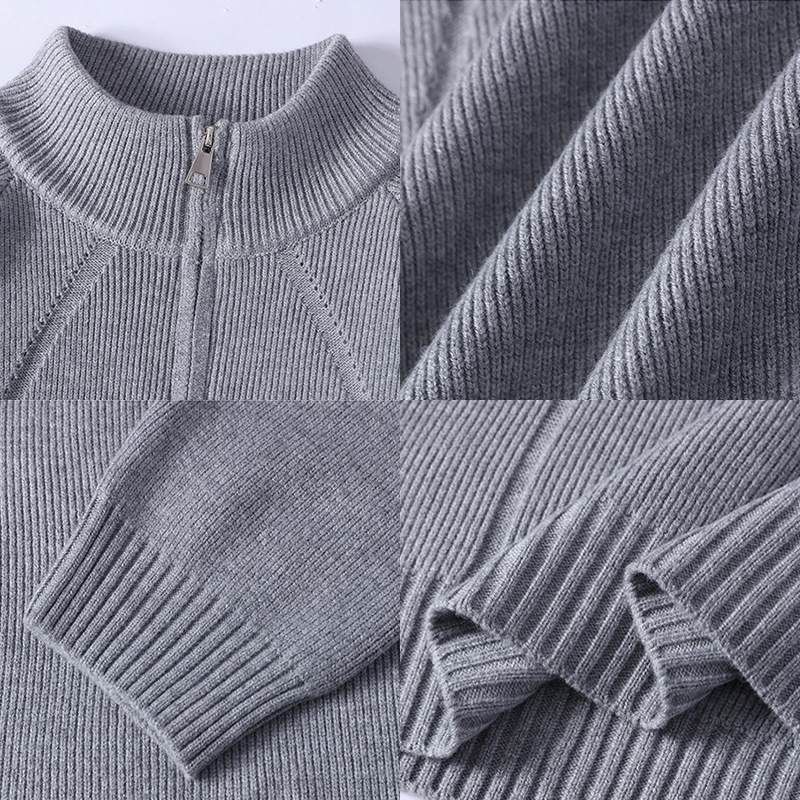 Explosiones transfronterizas de tamaño europeo de tamaño grande suéter medio cremallera camiseta de punto de hombre otoño y invierno explosiones de cuello medio alto fábrica de negocios al por mayor