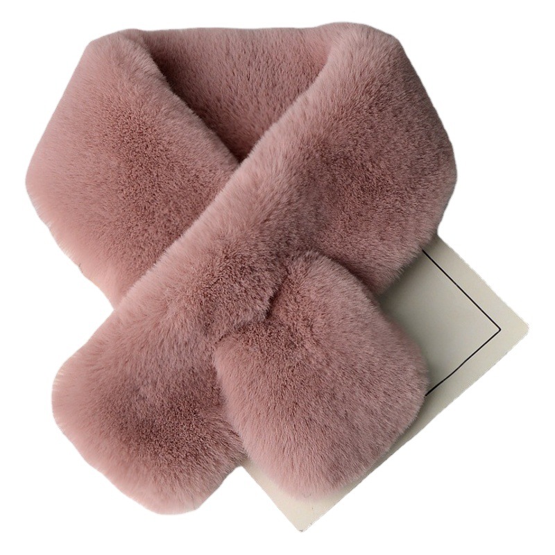 Internet celebrity plush scarf women's winter warm thickened neck protection Korean style scarf versatile simple cross fur collar men