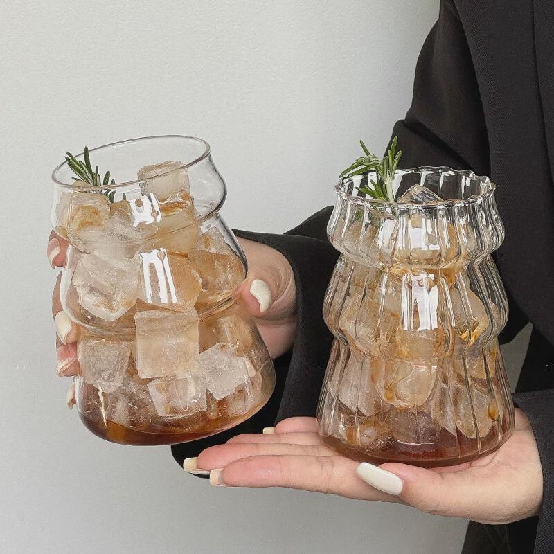 High Borosilicate Glass Heat-Resistant Transparent Christmas Cup Drinking Cup High Temperature Resistant Single-Layer Cup High-Looking Simple Glass Cup