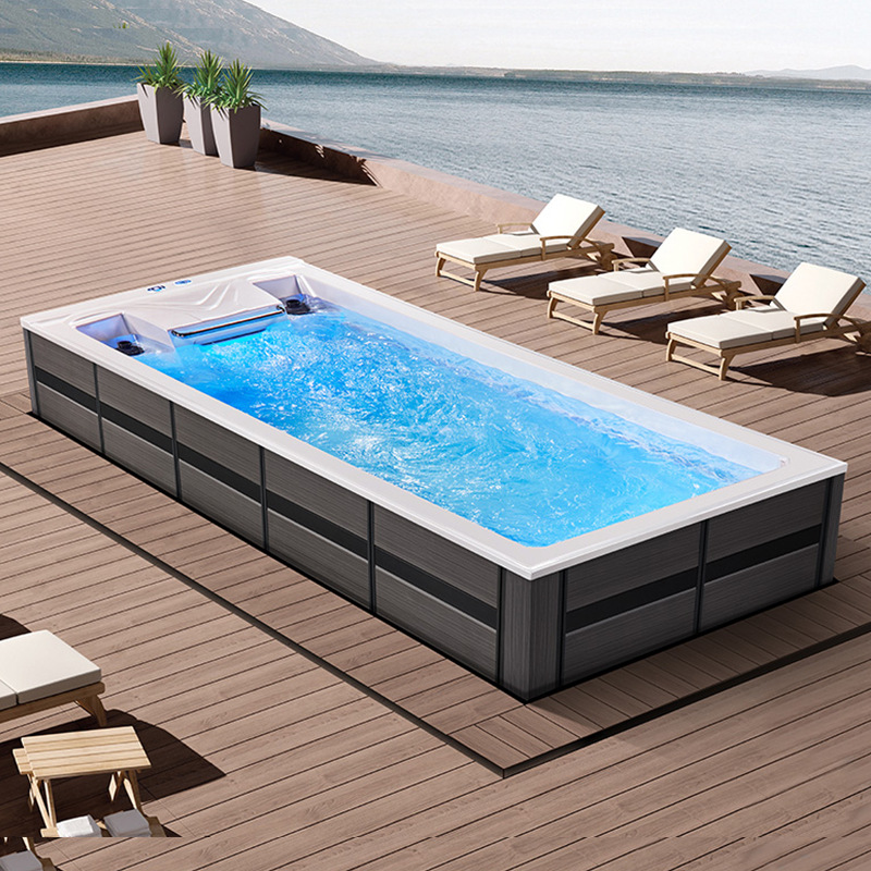 KERIKON 5.9m infinito inteligente piscina térmica al aire libre acrílico casa piscina de productos acabados