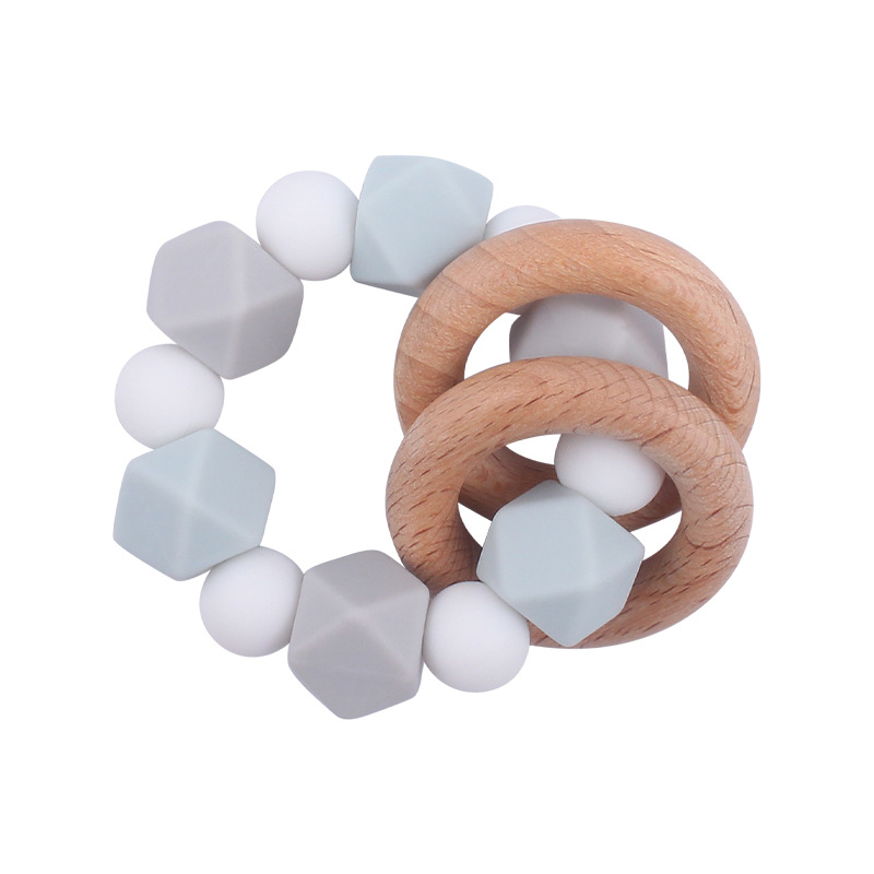 Suministros para bebés de haya clip pezón cadena creativa DIY bebé octogonal silicona mordedor pulsera juguete conjunto de dos piezas