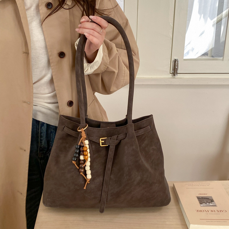 Retro matte suede shoulder bag
