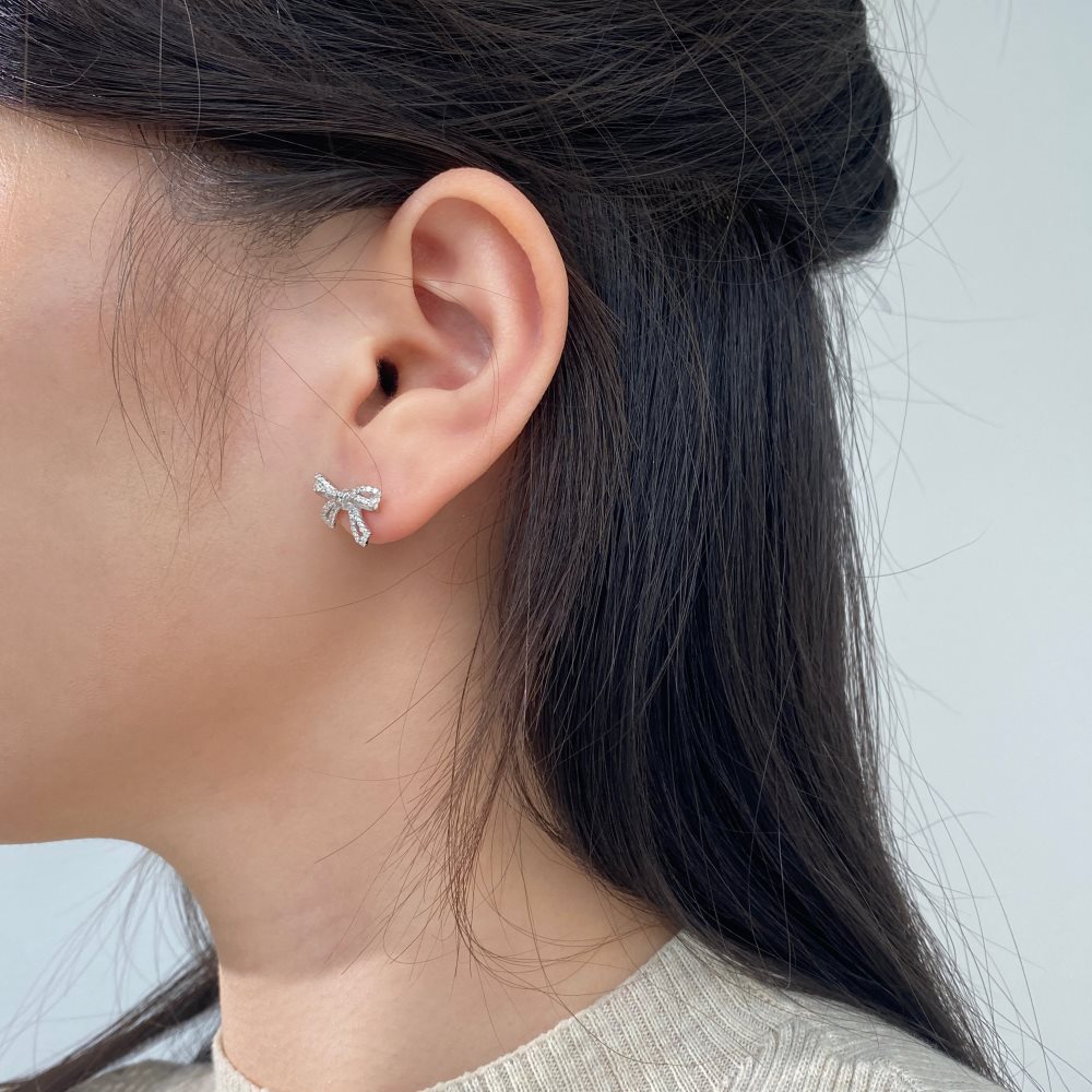 4g Weight Zircon Inlay Material Earrings, Necklace Classification Earrings + Necklace Quantity Holiday, Daily Occasion 925 Sterling Silver Material Bow Knot Pattern Women's Gender Plating, Inlay Design Elegant, Streetwear Style 925 Sterling Silver Zircon Plating Inlay Bow Knot Earrings Necklace 4