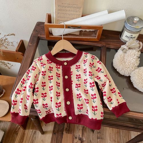Children's Knitted Top New Autumn/Winter Boys' Girls' Jacket Top Baby Warm Cardigan Thick Outerwear