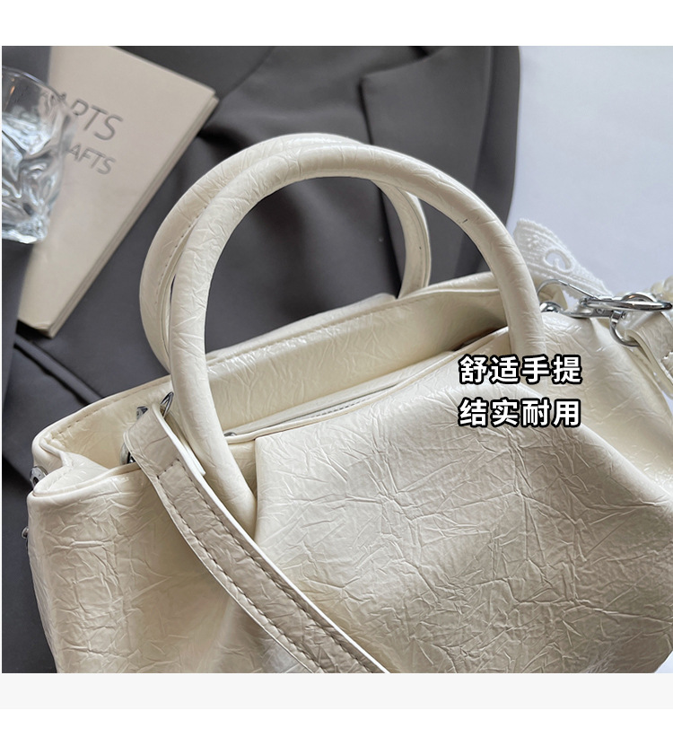 Fashionable tote bag, large-capacity underarm bag, 2025 new solid color texture women's bag, simple commuting bag, soft leather single-shoulder Item Picture