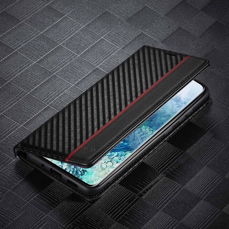 Suitable for Samsung S26/S25 Carbon Fiber Pattern Wallet Phone Case S22 Flip Cover S23Fe Protective Case S24 Card Holder Case