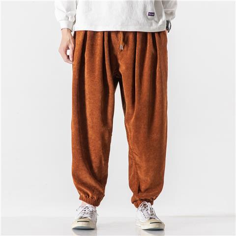 Pantalones casuales de pana de estilo chino para hombres, pantalones sueltos y gordos de talla grande, pantalones de pierna ancha de marca de moda para hombres