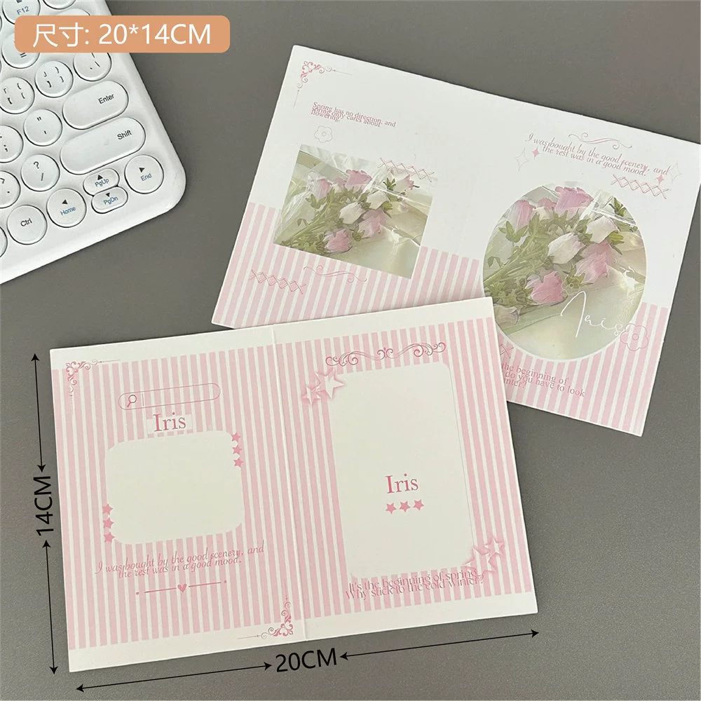 Folding greeting card set, cute designs, assorted postcards & small gift bag