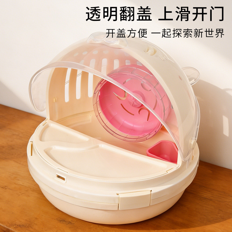 Nuevo producto pequeño mascota jaula de hámster portátil para llevar jaula de hámster hervidor de agua conjunto de rueda de correr gran espacio jaula image 2