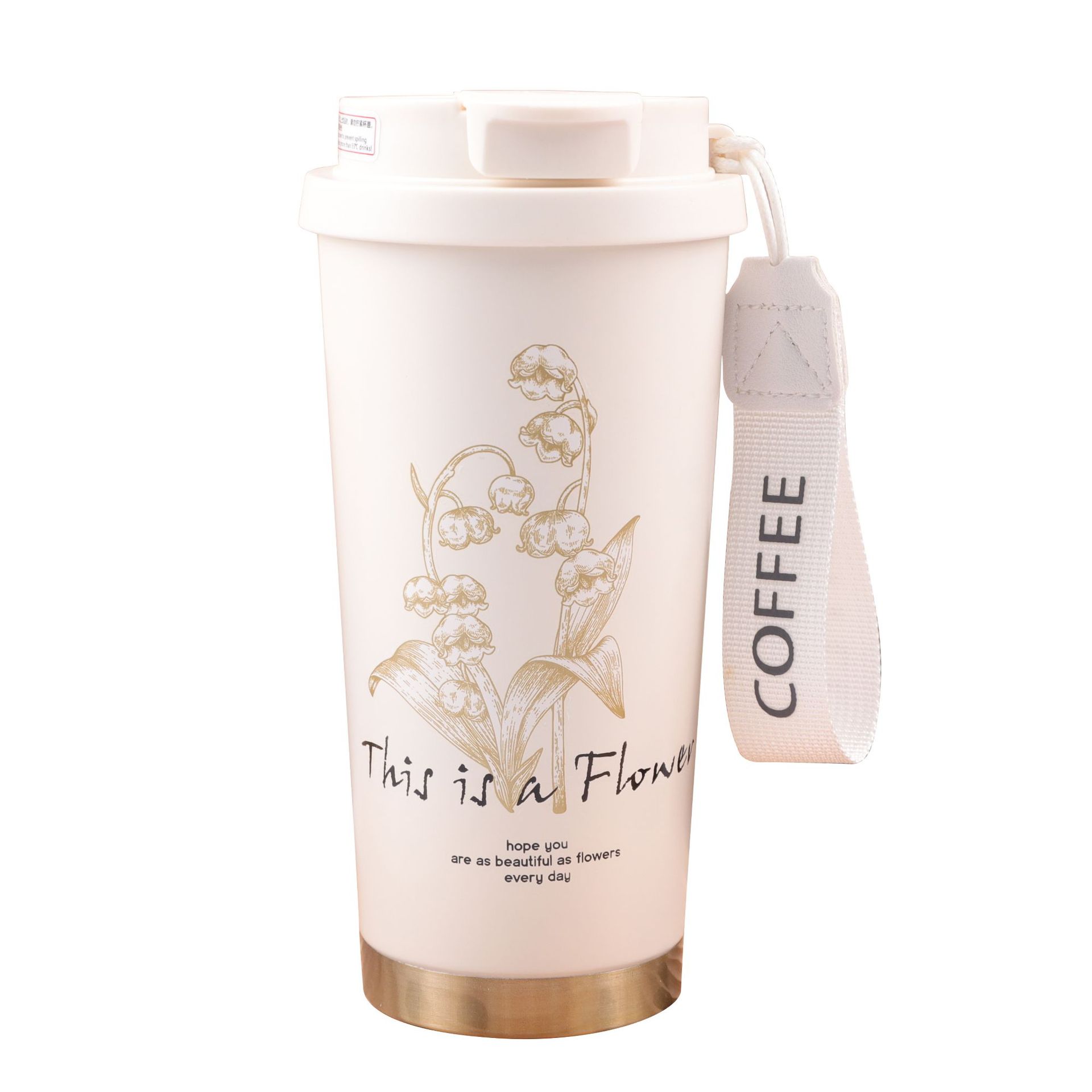 Taza de agua de alto valor 316 de acero inoxidable doble taza de paja de bebida taza de agua simple regalo taza de calor orquídea campana