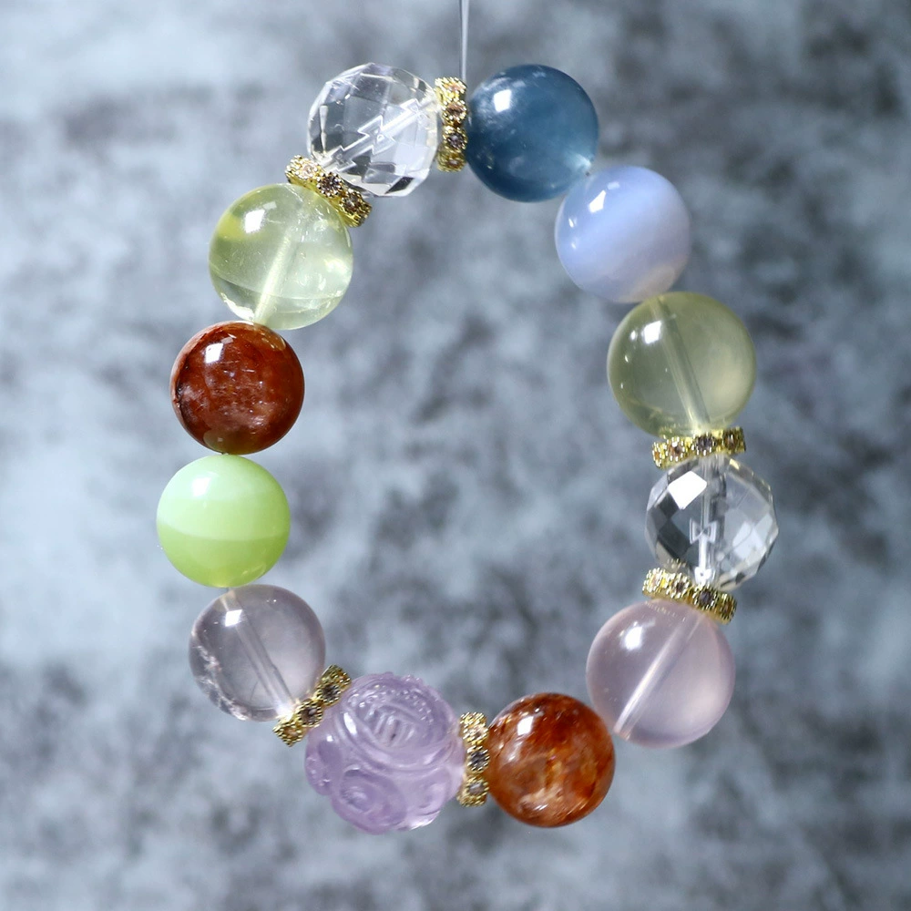 Браслет из кристаллов Duobao, браслет из цитрина и аметиста, браслет из аквамарина, браслет Duobao