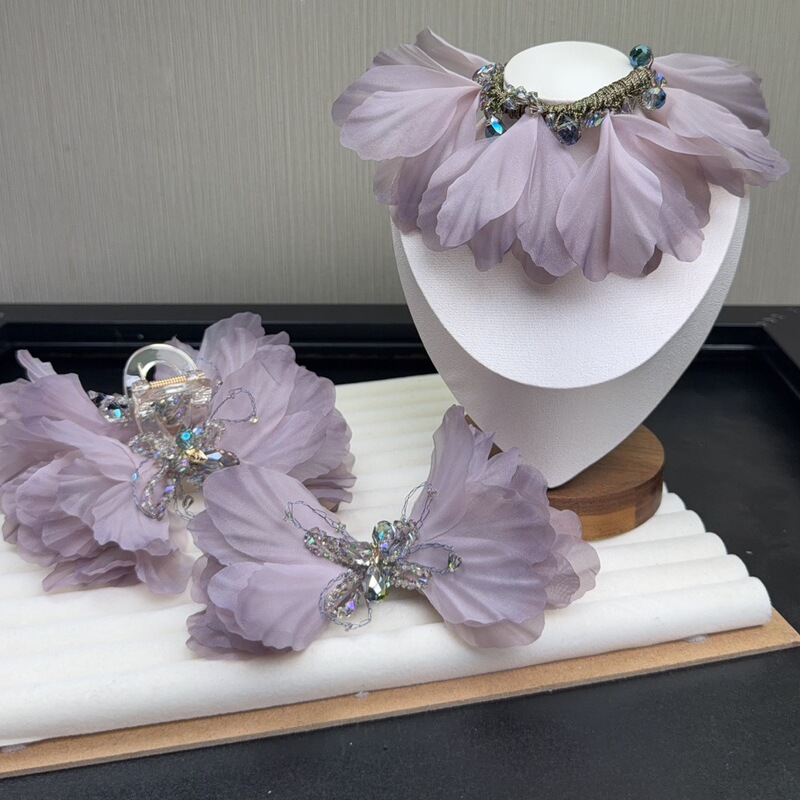 Shes Same Style Monet Impression Romantic Purple Tulle Bow Hair Clip with Dazzling Craftsmanship and Crystal Beauty, High-End Shark Clip Shes Same Style Monet Impression Romantic Purple Tulle Bow Hair Clip with Dazzling Craftsmanship and Crystal Beauty, High-End Shark Clip