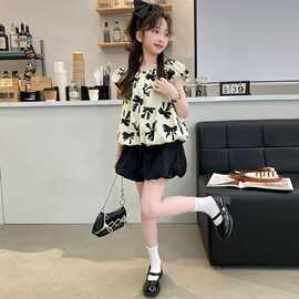 女童夏装短袖套装2025新款儿童中大童女孩时髦洋气夏季短裤两件套