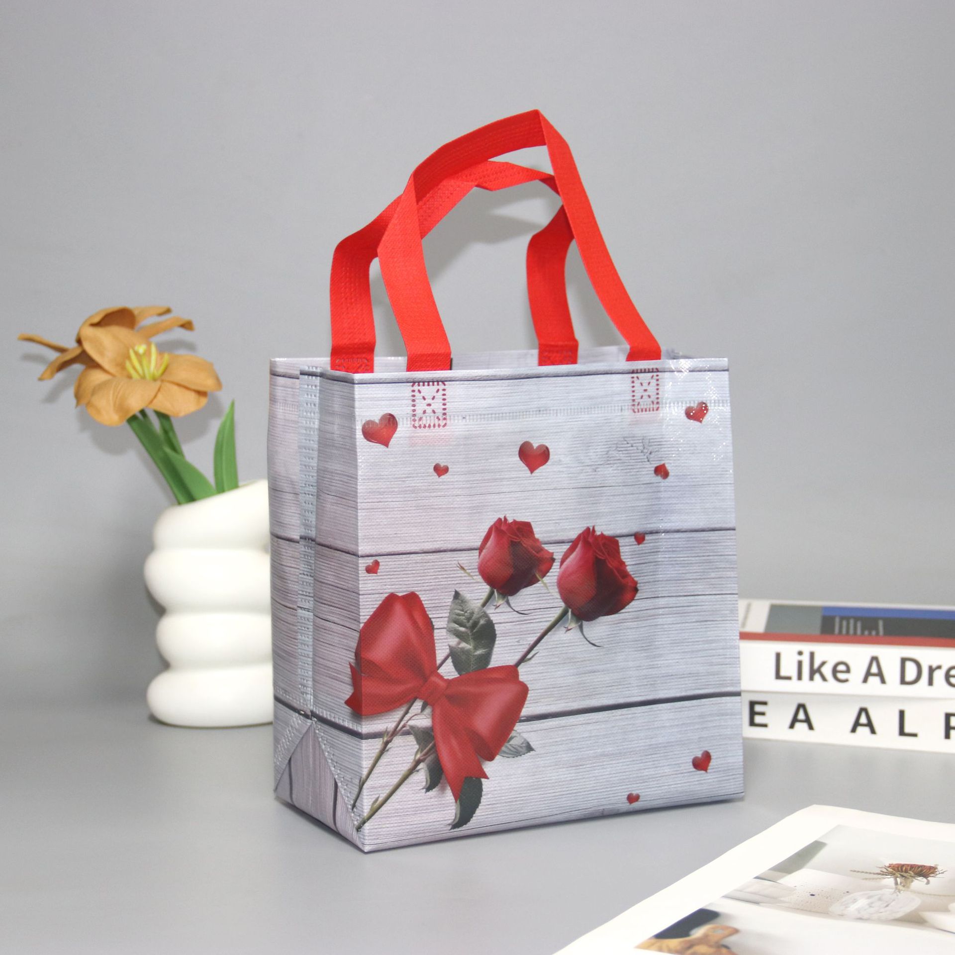 Bolsas de mano no tejidas personalizadas bolsas de compras de color ecológicas bolsas tridimensionales de publicidad corporativa personalizadas
