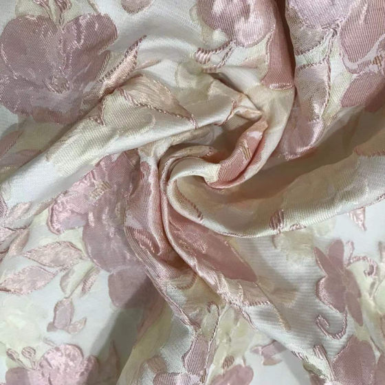 Brocade pink flower embossed Jacquard yarn-dyed dress spring and summer clothing bags fabric bouquet cloth spot
