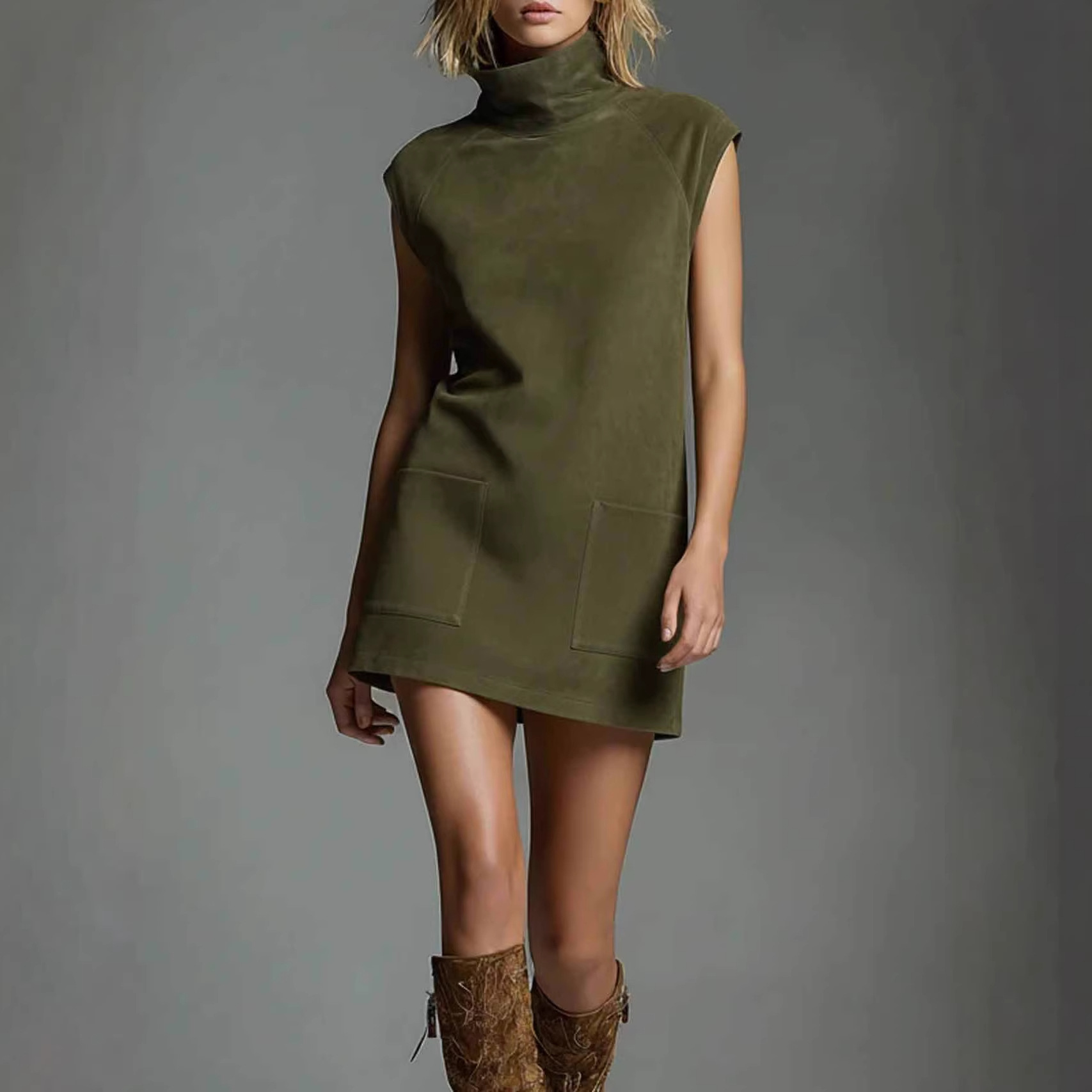 2026 European And American Cross-border Independent Site Western Bohemian Suede Pocket Vest Dress_ecoleips.com