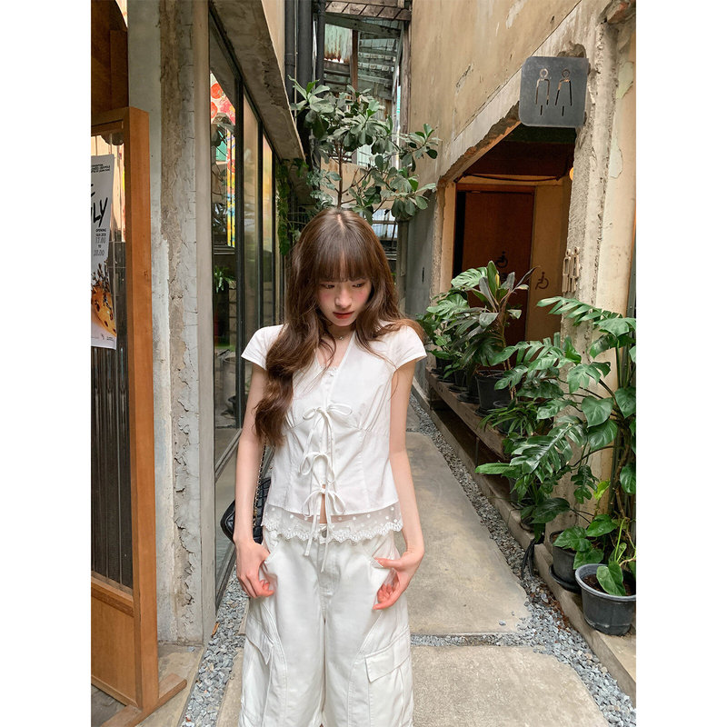 Polka Dot Embroidered Lace Romantic Blouse for Women, Super Pretty and Slightly Sheer, with a Dreamy Vibe for Summer