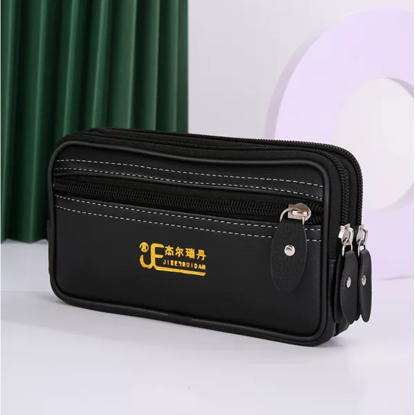 Middle-aged and elderly men wear belt waist bag waist bag mobile phone bag construction site double pull PU leather coin purse