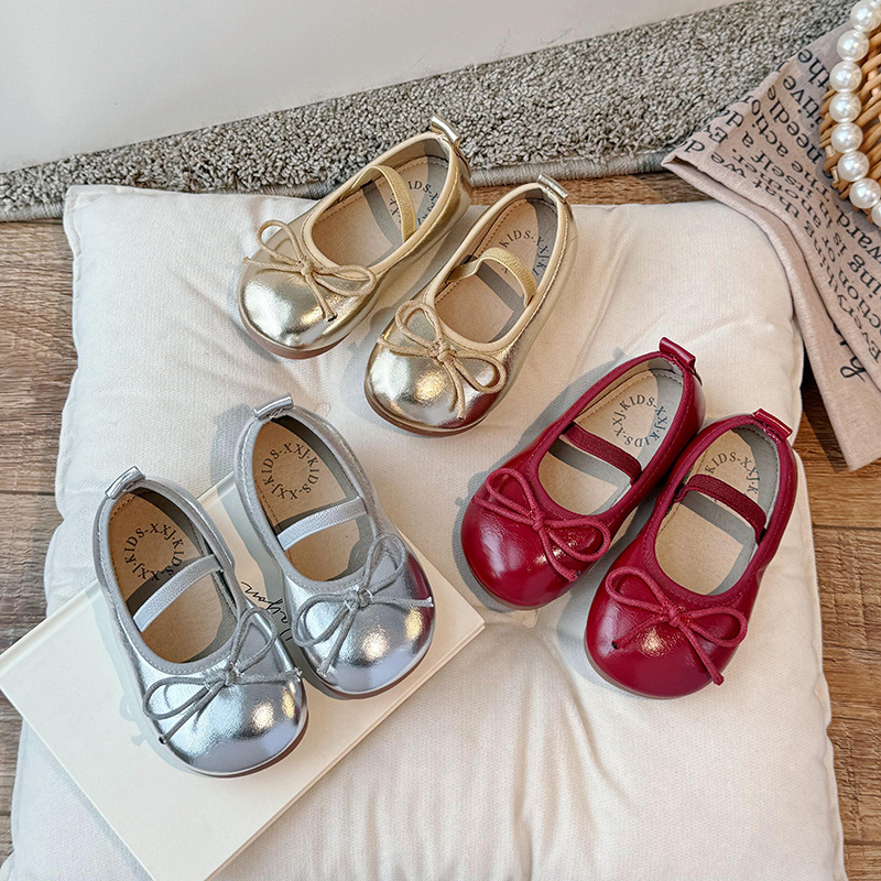 Children's Small Leather Shoes 2025 Spring and Autum New Korean Style Girls' Soft-Soled Shoes with Bows Baby Non-Slip Fashion Shoes