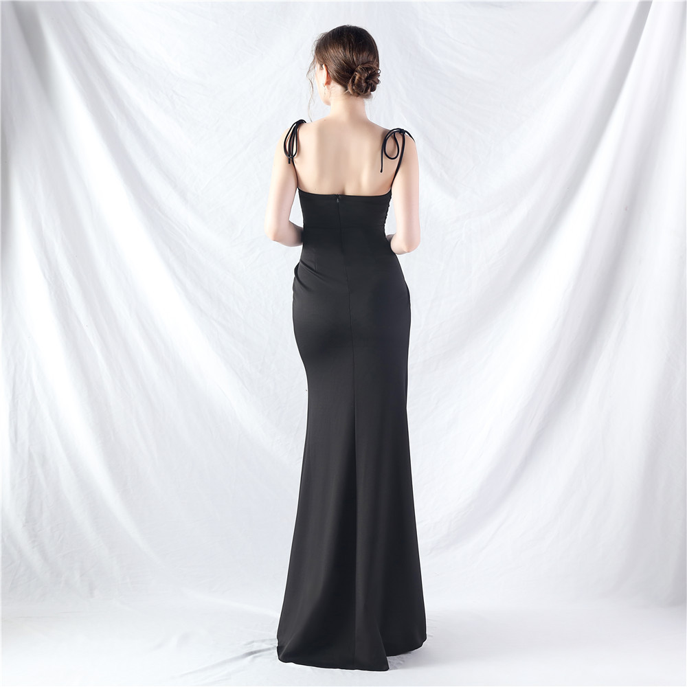 Trend Two Kinds Of Lash Rope Binding Waist Shaping Beltloop Satin Evening Dress