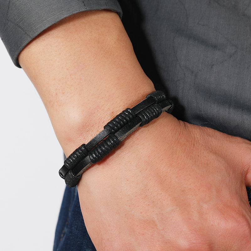 1 Piece Fashion Geometric Alloy Cowhide Wax line Unisex Bracelets