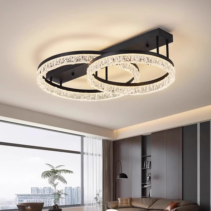 Luz de techo de la sala de estar en 2025 nueva luz principal de anillo lujoso ligera italiana de hielo de la atmósfera de grietas lámpara de dormitorio lámparas de casa