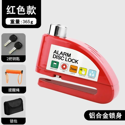 Disc Brake Lock, Motorcycle Disc — Motorcycle Lock - a26-red-alert-disc-brake-lock-lock-bag-reminder-rope