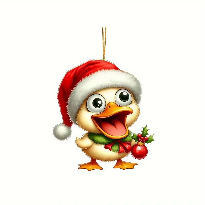 Navidad nuevo sombrero de Navidad pato colgante acrílico plano transfronterizo coche colgante llavero colgante image 6