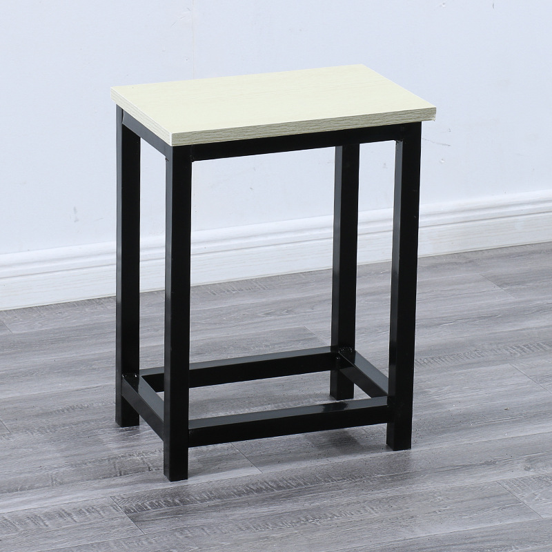 Taburete de taller al por mayor, línea de montaje de fábrica, taburete de trabajo, taburete cuadrado pequeño de acero y madera, taburete de hierro de comida rápida, oro de entrenamiento