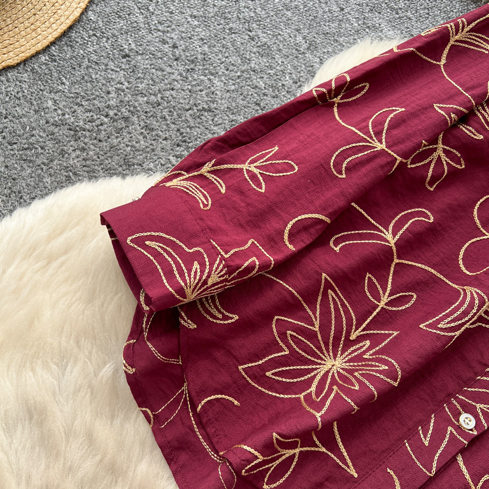 Women's Leaf Embroidery Two Piece Set Cardigan And Wide Leg Pants Slimming Versatile Autumn 2026 Commuting Clothing_ecoleips.com