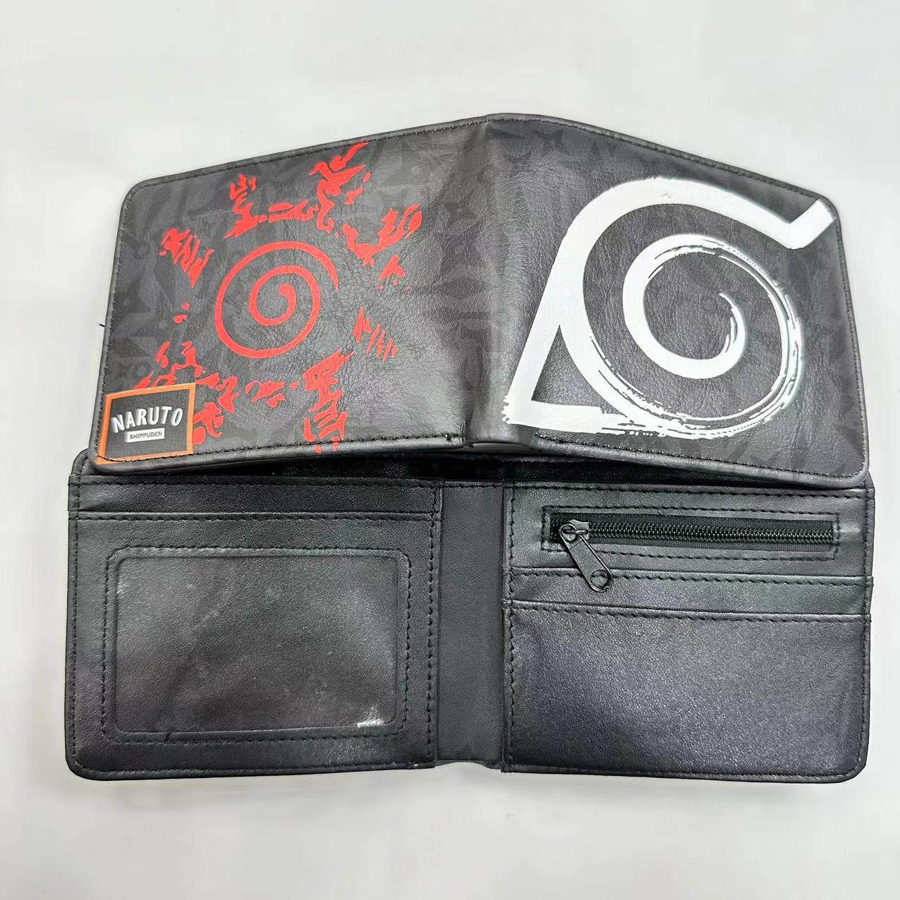 Hokage billetera Ninja Boy Sasuke Naruto nuevo tipo de bolso de tarjetas, bolso de cambio de dibujos animados Fuego Nube, cartera de cambio PU, bolso de piel