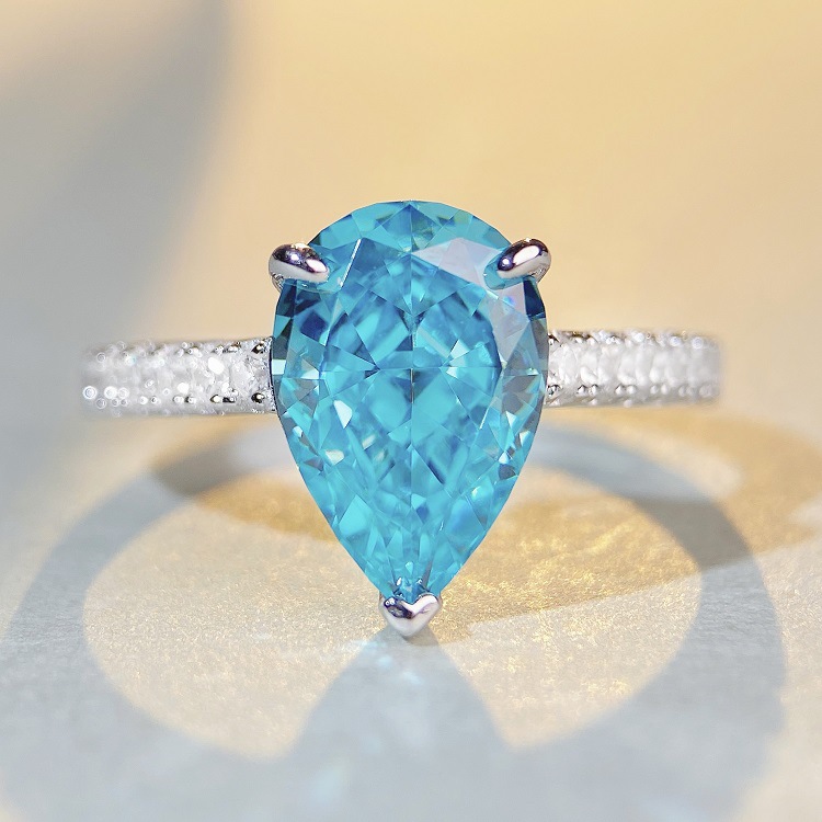 Fashion Water Droplets Sterling Silver Irregular Plating Rhinestones Rings 1 Piece