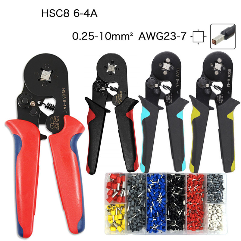 Cross-border dedicado HSC8 6-4A alicates que prensan de cuatro lados de estilo europeo de tipo tubo pre-aislado terminal alicates que prensan patente de la UE